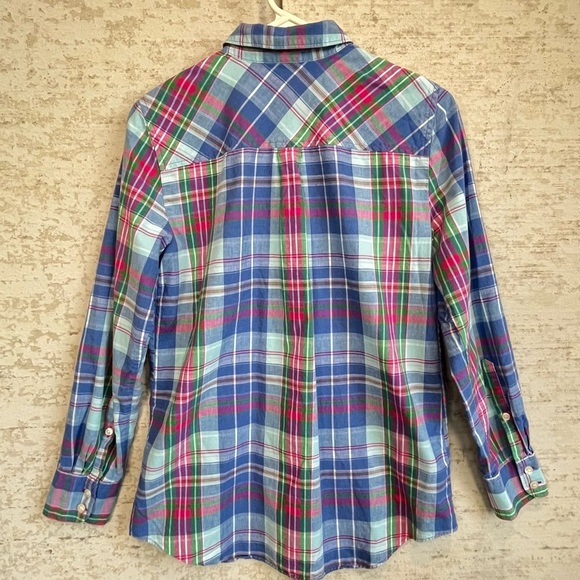 J. Crew Men's Blue Plaid Button Up Shirt Sz S Blue Green Red Easter Work Prep - Picture 9 of 13